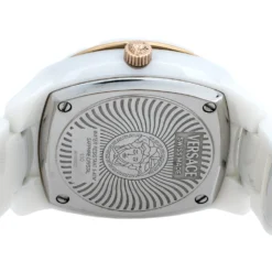 Versace White Mother Of Pearl White Ceramic Rose Gold Plated Stainless Steel DV One 63Q Women's Wristwatch 35 Mm For Women -Versace Official Website luxury women versace used watches p310293 002