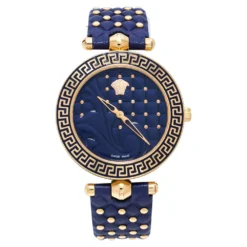 Versace Blue Rose Gold Plated Stainless Steel Vanitas K7Q Women's Wristwatch 40 Mm For Women