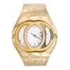 Versace White Opaline Yellow Gold Plated Stainless Steel Diamonds Eclissi 83Q Women's Wristwatch 39 Mm For Women