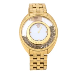 Versace White Gold Tone Stainless Steel Destiny Spirit 86Q Women's Wristwatch 39 Mm For Women
