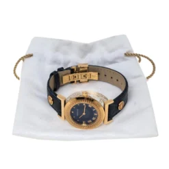 Versace Blue Gold Plated Stainless Steel Vanity P5Q Quartz Women's Wristwatch 35MM For Women -Versace Official Website luxury women versace used watches p335093 005
