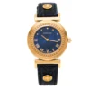 Versace Blue Gold Plated Stainless Steel Vanity P5Q Quartz Women's Wristwatch 35MM For Women