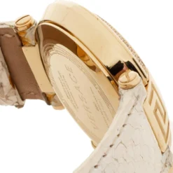 Versace White Mother Of Pearl Gold Plated Steel Diamond Python Leather Reve 68C Women's Wristwatch 40 Mm For Women -Versace Official Website luxury women versace used watches p336822 006
