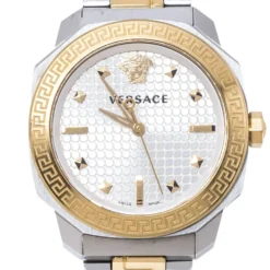 Versace White Yellow Gold Plated And Stainless Steel Dylos VQD140016 Women's Wristwatch 35 Mm For Women -Versace Official Website luxury women versace used watches p351999 007