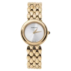 Versace Gold Tone Stainless Steel V-Flare VEBN Women's Wristwatch 28 Mm For Women