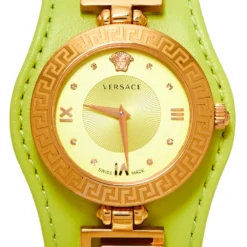 Versace Yellow Green Rose Gold Plated Stainless Steel V Signature VLA070014 Women's Wristwatch 35 Mm For Women -Versace Official Website luxury women versace used watches p358383 006