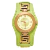 Versace Yellow Green Rose Gold Plated Stainless Steel V Signature VLA070014 Women's Wristwatch 35 Mm For Women