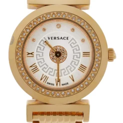 Versace Silver Gold Tone Stainless Steel Vanity P5Q Women's Wristwatch 35 Mm For Women -Versace Official Website luxury women versace used watches p364558 001