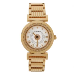Versace Silver Gold Tone Stainless Steel Vanity P5Q Women's Wristwatch 35 Mm For Women