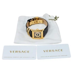 Versace Black Yellow Gold Plates Stainless Steel Diamond VD25 VQF020015 Women's Wristwatch 30 Mm For Women -Versace Official Website luxury women versace used watches p380270 001