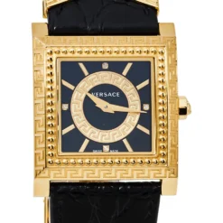 Versace Black Yellow Gold Plates Stainless Steel Diamond VD25 VQF020015 Women's Wristwatch 30 Mm For Women -Versace Official Website luxury women versace used watches p380270 006