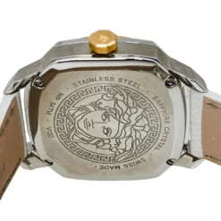 Versace White Two-Tone Stainless Steel Leather Dylos VQD020015 Women's Wristwatch 35 Mm For Women -Versace Official Website luxury women versace used watches p380311 002
