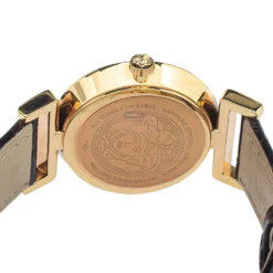 Versace Brown Gold Plated Stainless Steel & Leather Vanity P5Q Women's Wristwatch 35 Mm For Women -Versace Official Website luxury women versace used watches p387030 005