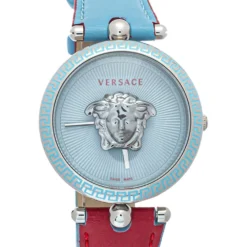 Versace Blue Stainless Steel & Leather Palazzo VCO 070017 Women's Wristwatch 37mm For Women -Versace Official Website luxury women versace used watches p387922 001
