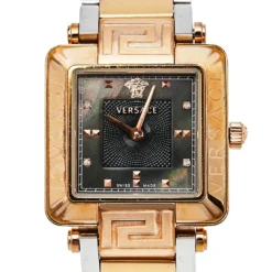 Versace Mother Of Pearl Two Tone Stainless Steel Reve Carre 88Q Women's Wristwatch 30 Mm For Women -Versace Official Website luxury women versace used watches p398478 002