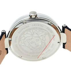 Versace Black Stainless Steel Leather Diamonds Hibiscus Mystique I9Q91D9HI S009 Women's Wristwatch 38 Mm For Women -Versace Official Website luxury women versace used watches p401769 003