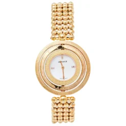 Versace Mother Of Pearl Gold Plated Stainless Steel Eon 80Q Women's Wristwatch 39 Mm For Women