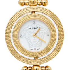 Versace Mother Of Pearl Yellow Gold Plated Stainless Steel Eon 79Q Women's Wristwatch 33.5 Mm For Women -Versace Official Website luxury women versace used watches p408761 005