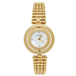 Versace Mother Of Pearl Yellow Gold Plated Stainless Steel Eon 79Q Women's Wristwatch 33.5 Mm For Women