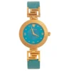 Versace Blue Gold Plated Stainless Steel Leather V-Signature VLA Women's Wristwatch 35 Mm For Women