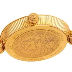 Versace Blue Gold Plated Stainless Steel Leather V-Signature VLA Women's Wristwatch 35 Mm For Women -Versace Official Website luxury women versace used watches p411507 1617197548 007