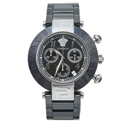 Versace Black Ceramic & Stainless Steel Reve 95C Women's Wristwatch 40 Mm For Women