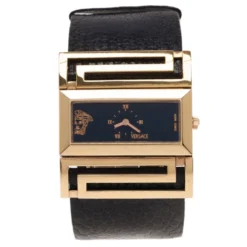 Versace Black Gold-Plated Stainless Steel Beauville Women's Wristwatch 40MM For Women