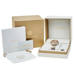 Versace Champagne Two-Tone Stainless Steel V-Metal Icon VLC080014 Women's Wristwatch 40 Mm For Women -Versace Official Website luxury women versace used watches p429818 001