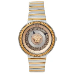 Versace Champagne Two-Tone Stainless Steel V-Metal Icon VLC080014 Women's Wristwatch 40 Mm For Women