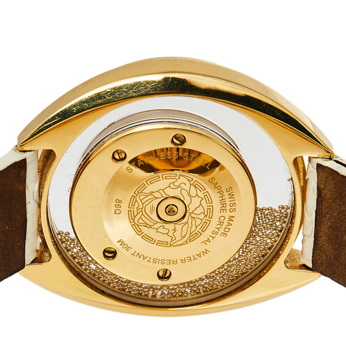 Versace White Gold Plated Stainless Steel Python Leather Destiny Spirit 86Q Women's Wristwatch 39 Mm For Women 4 Versace White Gold Plated Stainless Steel Python Leather Destiny Spirit 86Q Women's Wristwatch 39 Mm For Women - Image 4