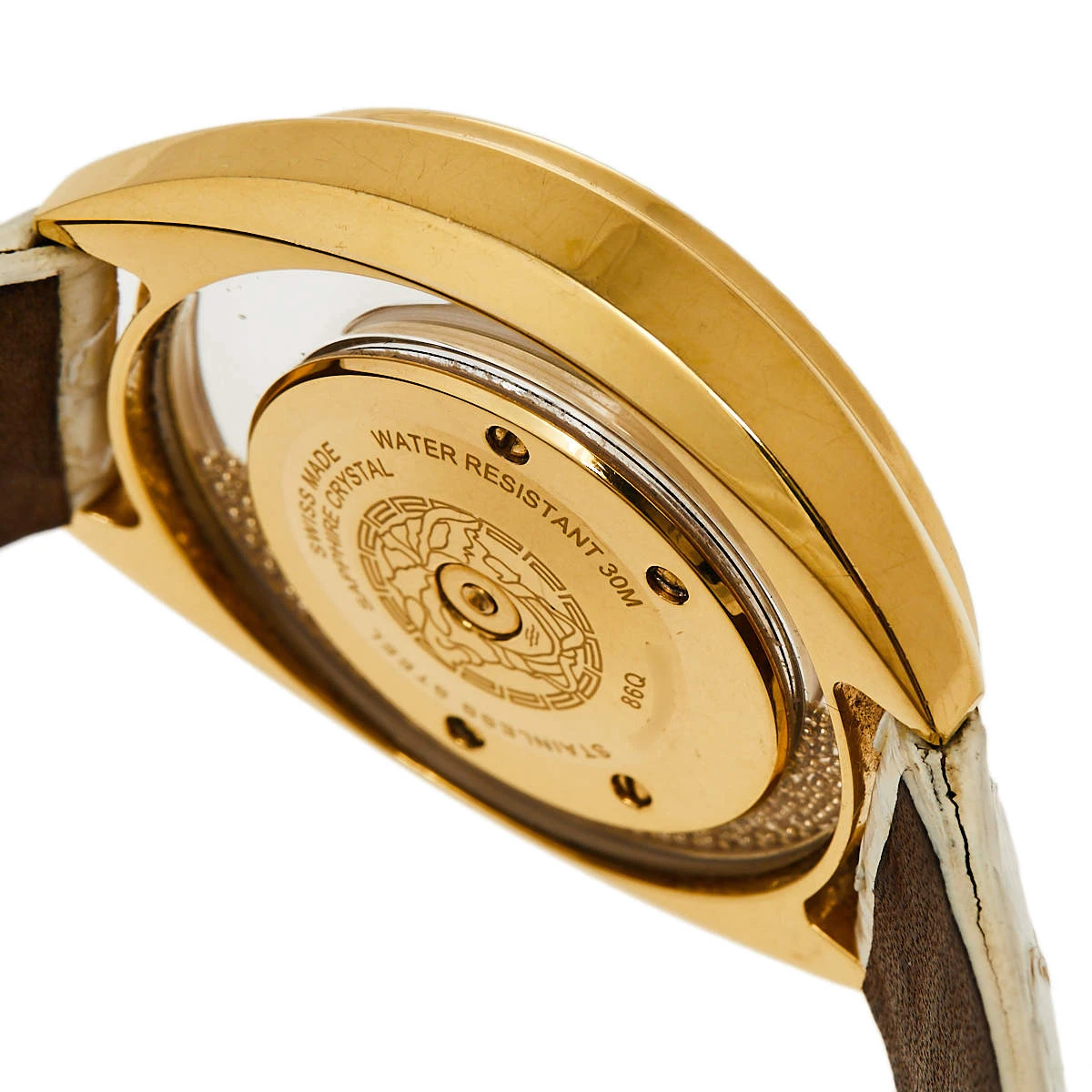 Versace White Gold Plated Stainless Steel Python Leather Destiny Spirit 86Q Women's Wristwatch 39 Mm For Women 7 Versace White Gold Plated Stainless Steel Python Leather Destiny Spirit 86Q Women's Wristwatch 39 Mm For Women - Image 7