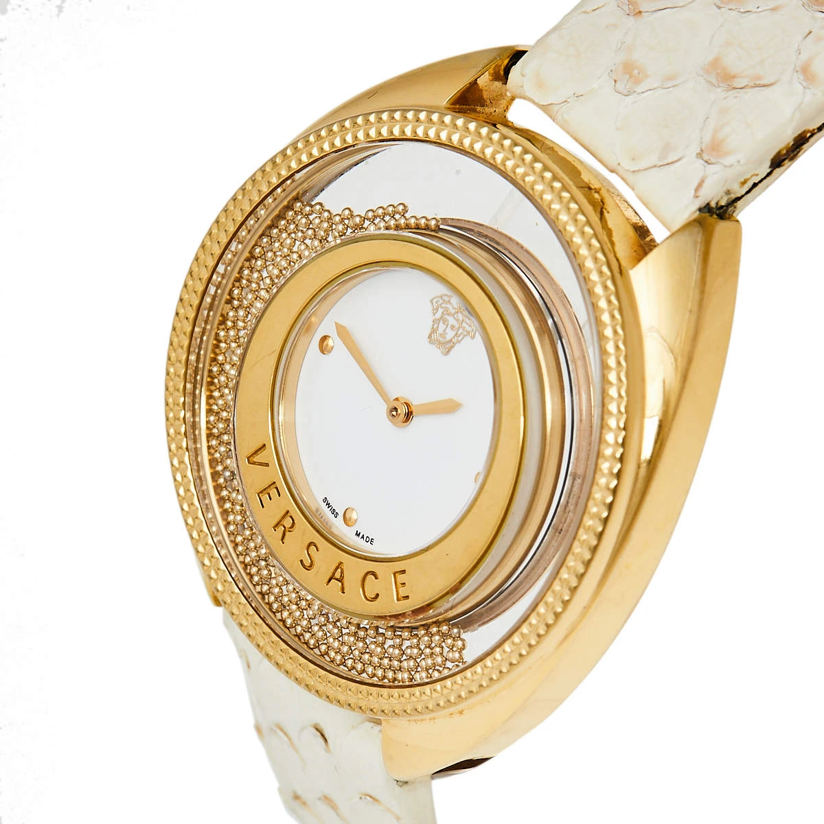 Versace White Gold Plated Stainless Steel Python Leather Destiny Spirit 86Q Women's Wristwatch 39 Mm For Women 2 Versace White Gold Plated Stainless Steel Python Leather Destiny Spirit 86Q Women's Wristwatch 39 Mm For Women - Image 2