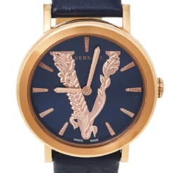 Versace Blue Gold Plated Stainless Steel Leather Virtus VEHC Women's Wristwatch 36 Mm For Women -Versace Official Website luxury women versace used watches p444615 006