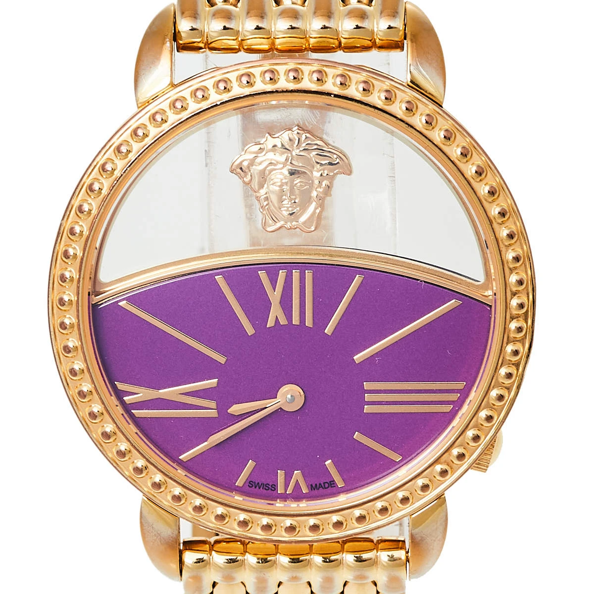 Versace Purple Gold Plated Stainless Steel Krios 93Q Women's Wristwatch 38 Mm For Women 3 Versace Purple Gold Plated Stainless Steel Krios 93Q Women's Wristwatch 38 Mm For Women - Image 3