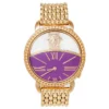 Versace Purple Gold Plated Stainless Steel Krios 93Q Women's Wristwatch 38 Mm For Women