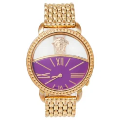 Versace Purple Gold Plated Stainless Steel Krios 93Q Women's Wristwatch 38 Mm For Women