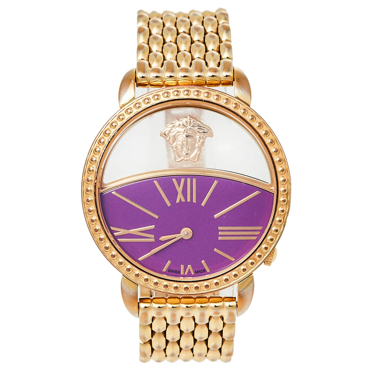 Versace Purple Gold Plated Stainless Steel Krios 93Q Women's Wristwatch 38 Mm For Women 1 Versace Purple Gold Plated Stainless Steel Krios 93Q Women's Wristwatch 38 Mm For Women