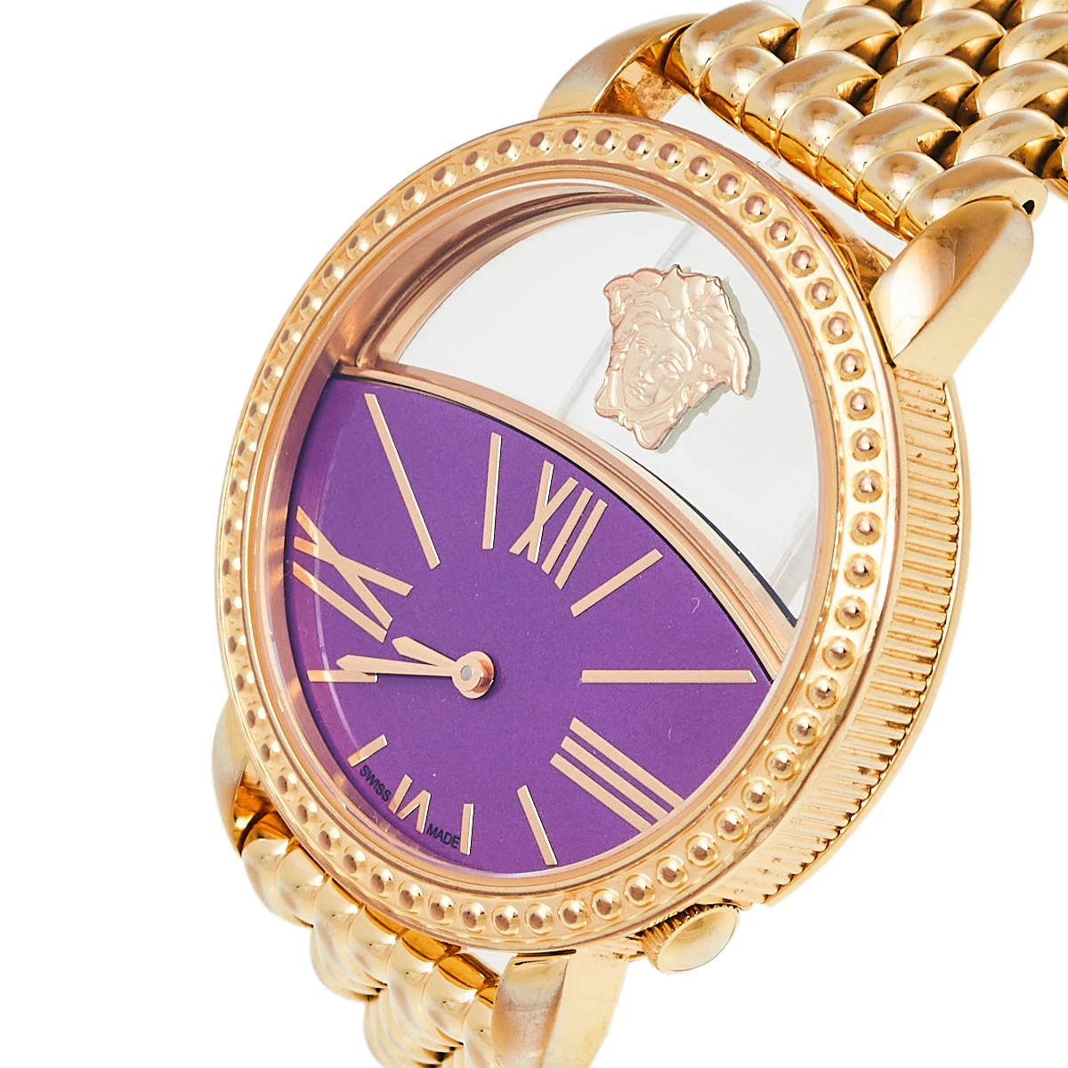 Versace Purple Gold Plated Stainless Steel Krios 93Q Women's Wristwatch 38 Mm For Women 2 Versace Purple Gold Plated Stainless Steel Krios 93Q Women's Wristwatch 38 Mm For Women - Image 2