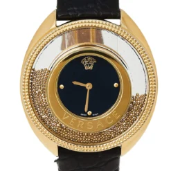 Versace Black Gold Plated Stainless Steel & Leather Destiny Spirit 86Q Women's Wristwatch 39 Mm For Women -Versace Official Website luxury women versace used watches p448321 006