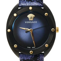 Versace Blue Ion Plated Steel Leather Shadov VEBM00418 Women's Wristwatch 38 Mm For Women -Versace Official Website luxury women versace used watches p450377 005