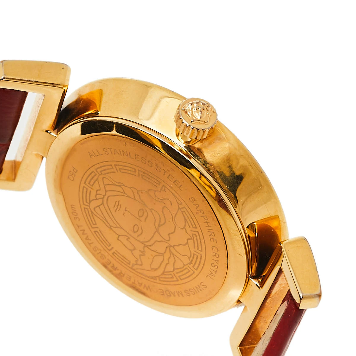 Versace Red Gold Plated Stainless Steel & Leather Vanity P5Q Women's Wristwatch 35 Mm For Women 6 Versace Red Gold Plated Stainless Steel & Leather Vanity P5Q Women's Wristwatch 35 Mm For Women - Image 6