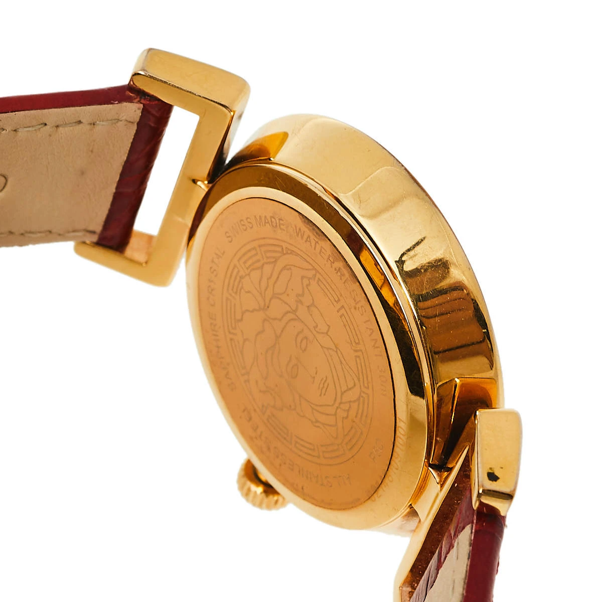 Versace Red Gold Plated Stainless Steel & Leather Vanity P5Q Women's Wristwatch 35 Mm For Women 7 Versace Red Gold Plated Stainless Steel & Leather Vanity P5Q Women's Wristwatch 35 Mm For Women - Image 7