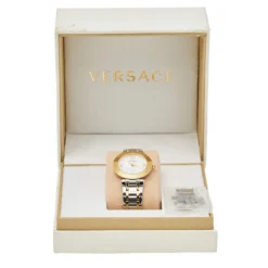 Versace Mother Of Pearl Gold Plated Stainless Steel Daphnis V16 Women's Wristwatch 35 MM For Women -Versace Official Website luxury women versace used watches p461447 005