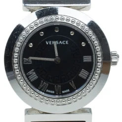 Versace Black Stainless Steel Vanity Women's Wristwatch 35MM For Women