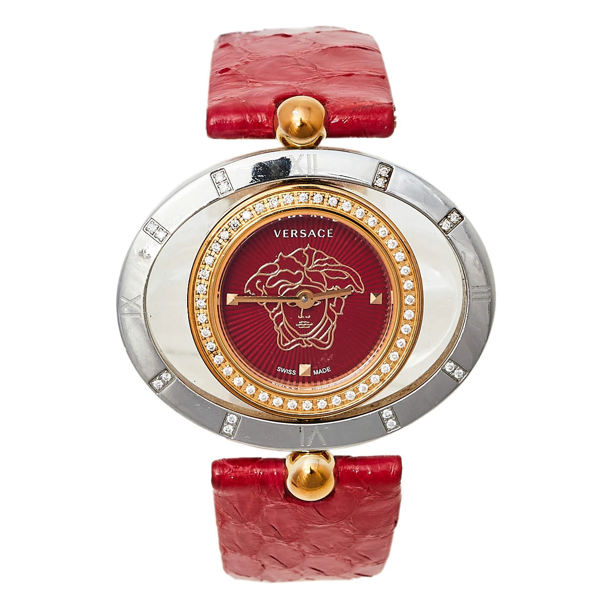 Versace Red Two Tone Stainless Steel Leather Diamond Eon Ellipsis 91Q Women's Wristwatch 32 Mm X 40 Mm For Women 1 Versace Red Two Tone Stainless Steel Leather Diamond Eon Ellipsis 91Q Women's Wristwatch 32 Mm X 40 Mm For Women