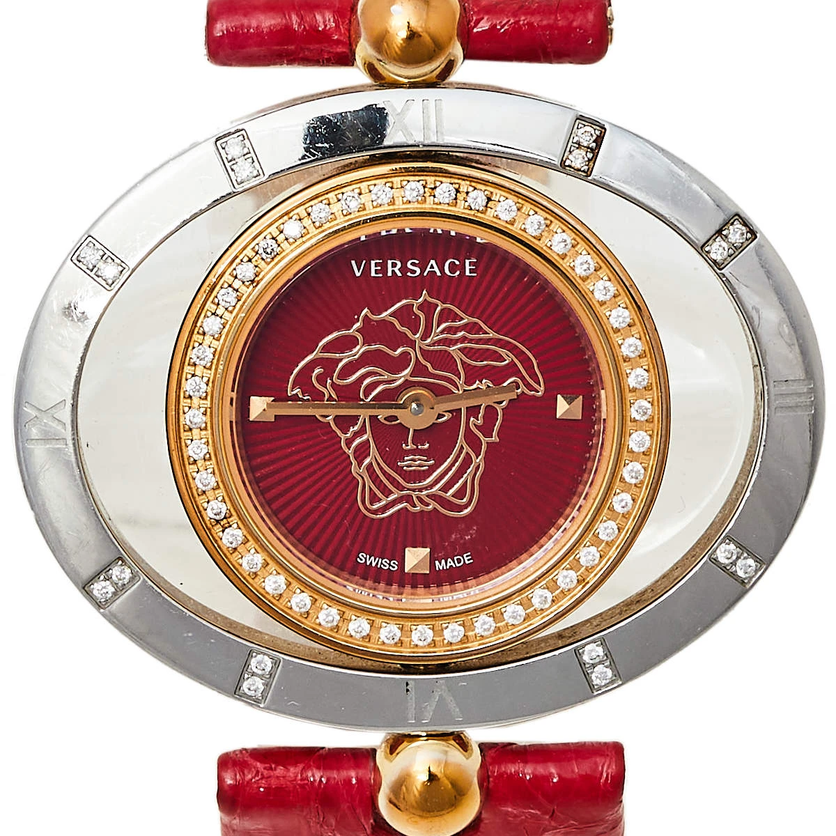 Versace Red Two Tone Stainless Steel Leather Diamond Eon Ellipsis 91Q Women's Wristwatch 32 Mm X 40 Mm For Women 3 Versace Red Two Tone Stainless Steel Leather Diamond Eon Ellipsis 91Q Women's Wristwatch 32 Mm X 40 Mm For Women - Image 3