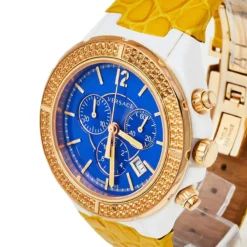 Versace Blue Ceramic & Gold Tone Stainless Steel Leather DV One 28C Women's Wristwatch 42 Mm For Women -Versace Official Website luxury women versace used watches p467105 003