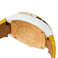 Versace Blue Ceramic & Gold Tone Stainless Steel Leather DV One 28C Women's Wristwatch 42 Mm For Women -Versace Official Website luxury women versace used watches p467105 007