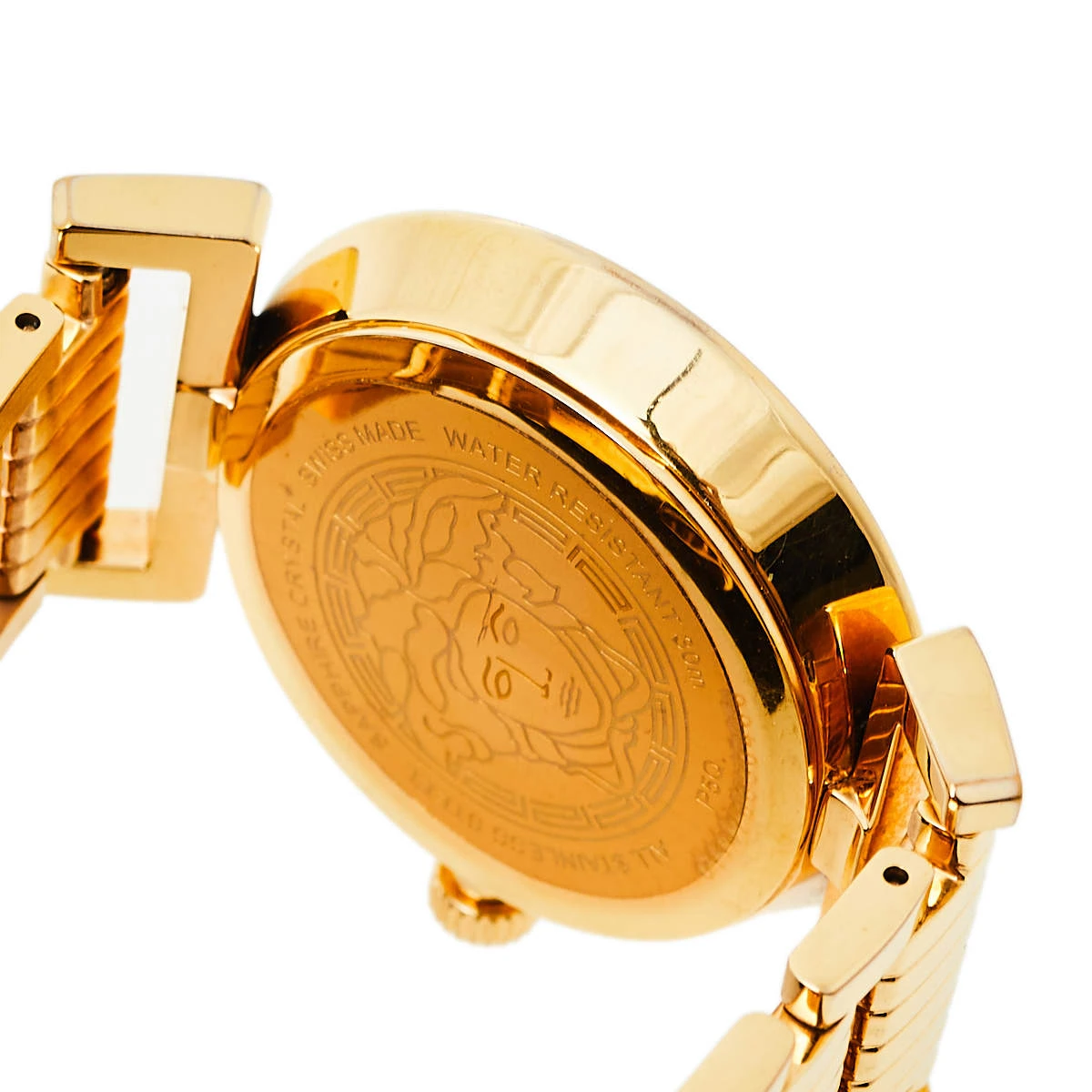 Versace Opaline White Yellow Gold Tone Stainless Steel Vanity P5Q Women's Wristwatch 35 Mm For Women 7 Versace Opaline White Yellow Gold Tone Stainless Steel Vanity P5Q Women's Wristwatch 35 Mm For Women - Image 7