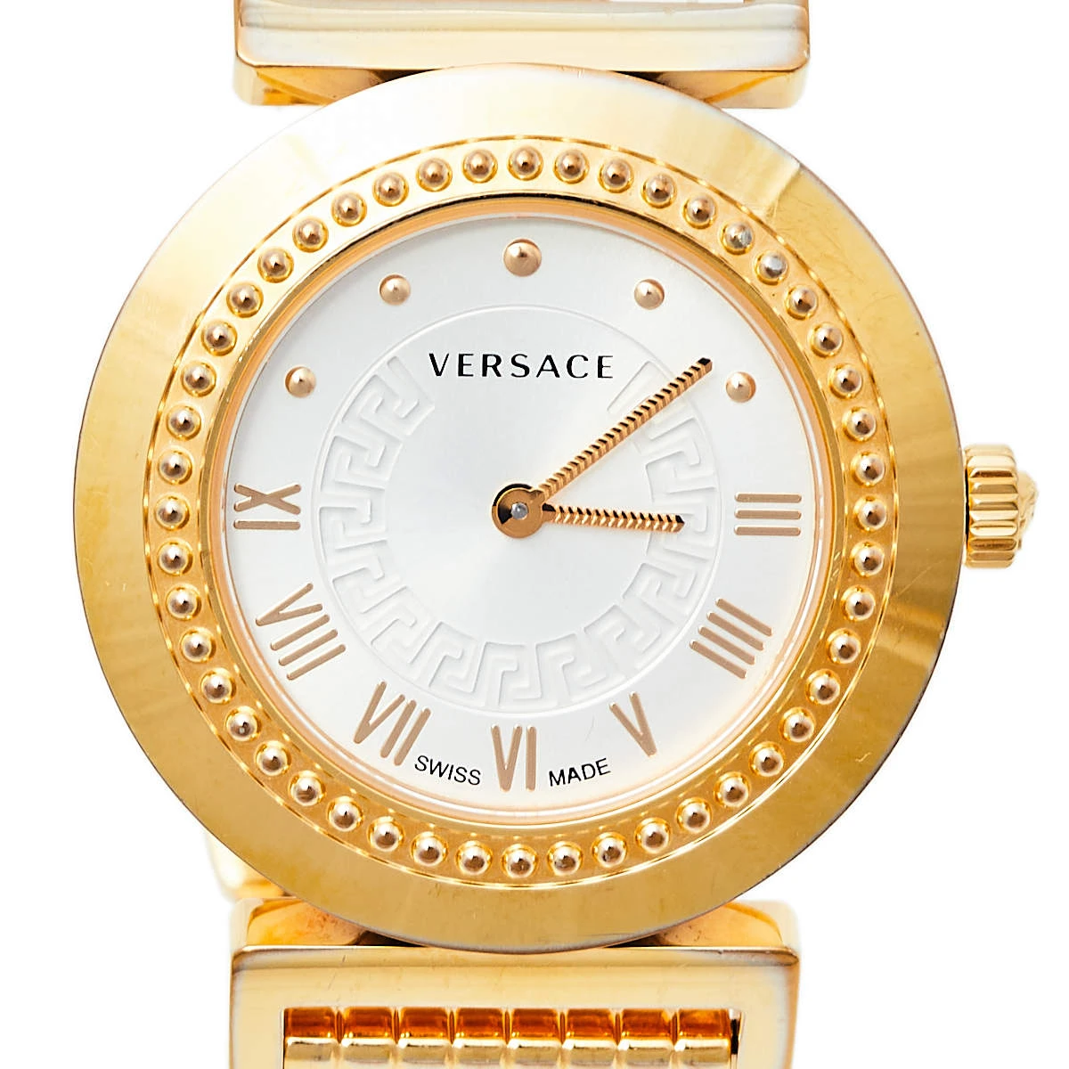 Versace Opaline White Yellow Gold Tone Stainless Steel Vanity P5Q Women's Wristwatch 35 Mm For Women 3 Versace Opaline White Yellow Gold Tone Stainless Steel Vanity P5Q Women's Wristwatch 35 Mm For Women - Image 3